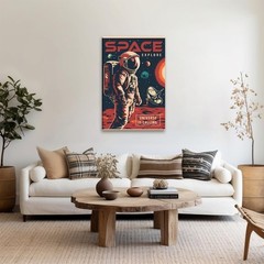Retro Space Wall Art Vintage Explore Astronaut Time Poster Print Canvas 12x18in