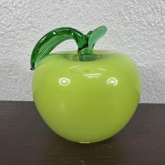 Vintage Murano Style Art Glass Fruit Green Apple 4” Tall
