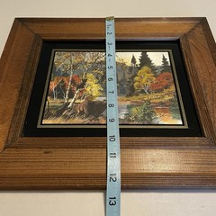 Framed Rustic Foil Art Bear Picture Outdoors Nature Cabin Lodge Decor