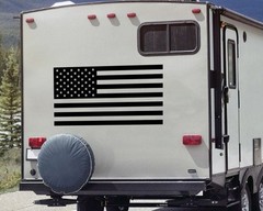 American Flag Vinyl Decal in Matte Black – Large Sizes for Car, Wall, Window, RV