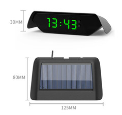 4 in1 Solar Car Dashboard LED Digital Thermometer Clock W/LCD Screen Display ABS