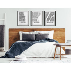 Sylvie Manhattan Modern Map by Jake Goossen Framed Canvas Maps Art Print 18 In.
