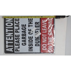 Dumpster Garbage Warning Metal Sign Attention Do Not Leave Trash 16×12
