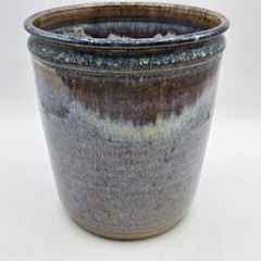 VINTAGE HAND THROWN STUDIO ART POTTERY GLAZED UTENSIL HOLDER JAR VASE
