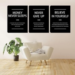Motivational Wall Art Inspirational Black Poster Printed on Canvas Office Wal…