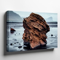 Large, Rugged Rock Formation Dominates The Center Of The Wall Art Canvas Print