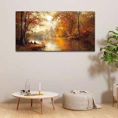 Large Canvas Wall Art Yellow Tree Landscape Painting 20×40 Inch