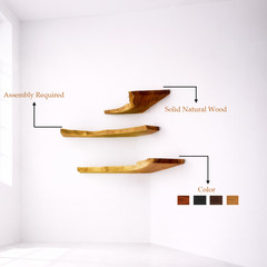 Live Edge Floating Shelves Solid Wood Corner Shelves Rustic Modern Natural Edge