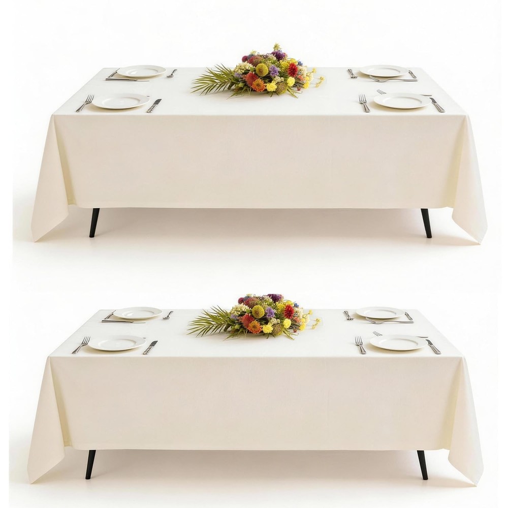 Goodluck 2 Pack Ivory Rectangular Tablecloth 60 x 102 Inch, Washable Table Co…