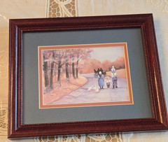 AMISH FAMILY TAKING A FALL WALK by STEVE POLOMCHAK fraamed print -11.5 x 9.5»