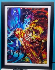 Kyojuro Rengoku,Akaza-Demon slayer,3D poster,3 Images In 1, 3D Lenticular Effect