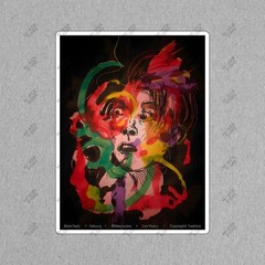 Vibrant Abstract Art Print by Mark Auhuang Expressive Face in Red, #8287