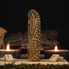 Wooden Odin Figurine Hand Carved Norse Viking God Altar Decor Birthday Gift 15cm