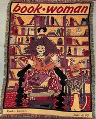 Vintage 80s Kiki Suarez Book Woman Art Blanket Tapestry Throw Reader Library 70″