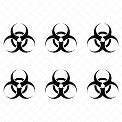 Set of 6 BIOHAZZARD Sign Symbol Vinyl Decals | Hazard Warning Stickers
