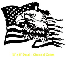 Bald Eagle Flag 11″ x 8″ Graphic Vinyl Decal Car Truck Window Wall Door Mirror