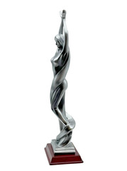 Yoga Sculpture Female Art Deco Silver Statue Modern Zen Decor Figurine Feminine