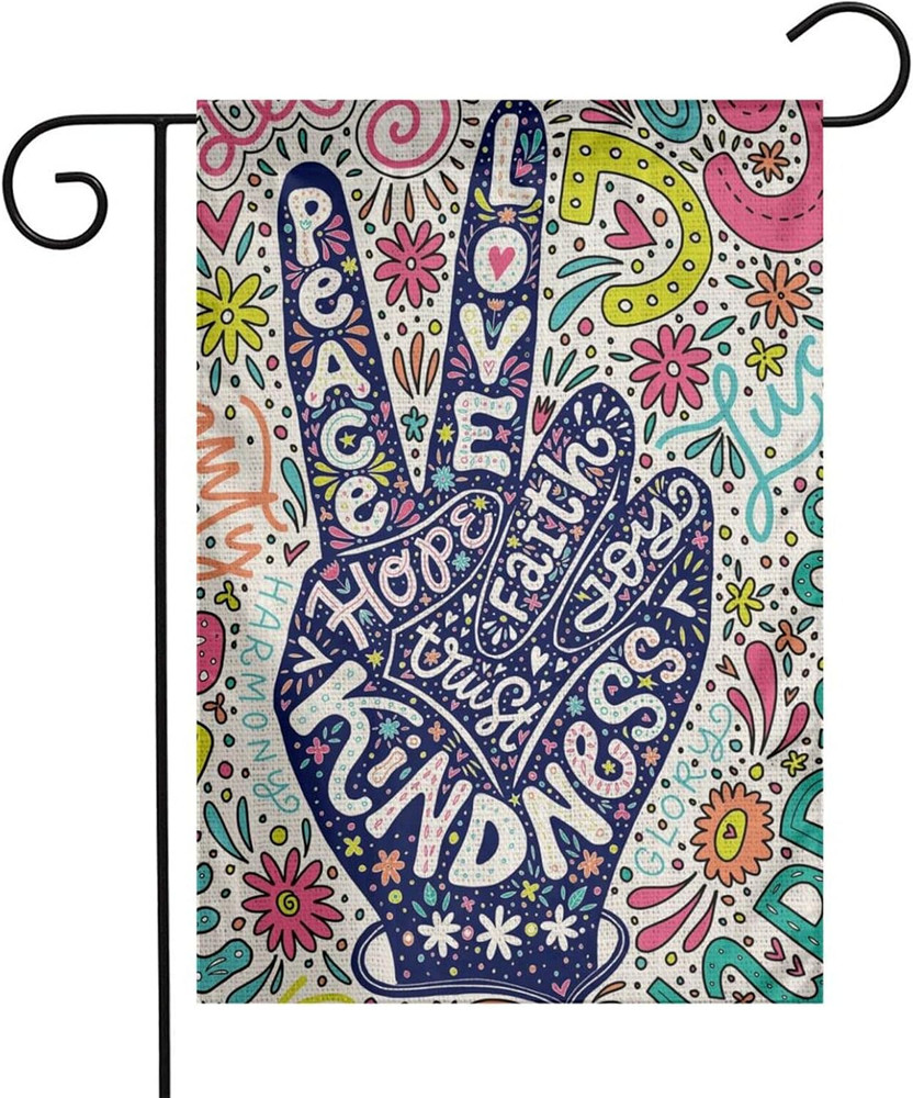 Kindness Peace Equality Love Inclusion Hope Diversity Flower Colorful Sign Burla
