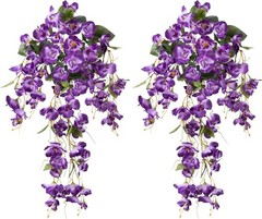 Realistic Hanging Hibiscus Flowers – 2PCS UV Resistant Silk for -Round Charm