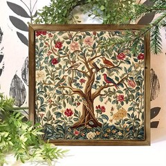 2D 8×8 Inch Tree of Life Wall Plaque Rustic Wood Framed Art Home Office Decor