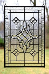 Handcrafted All Clear stained glass Beveled window panel 16″ x 24″