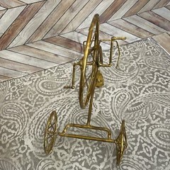 Vintage Brass bicycle bike decoration metal Tricycle display shelf sitter 8.5×9”