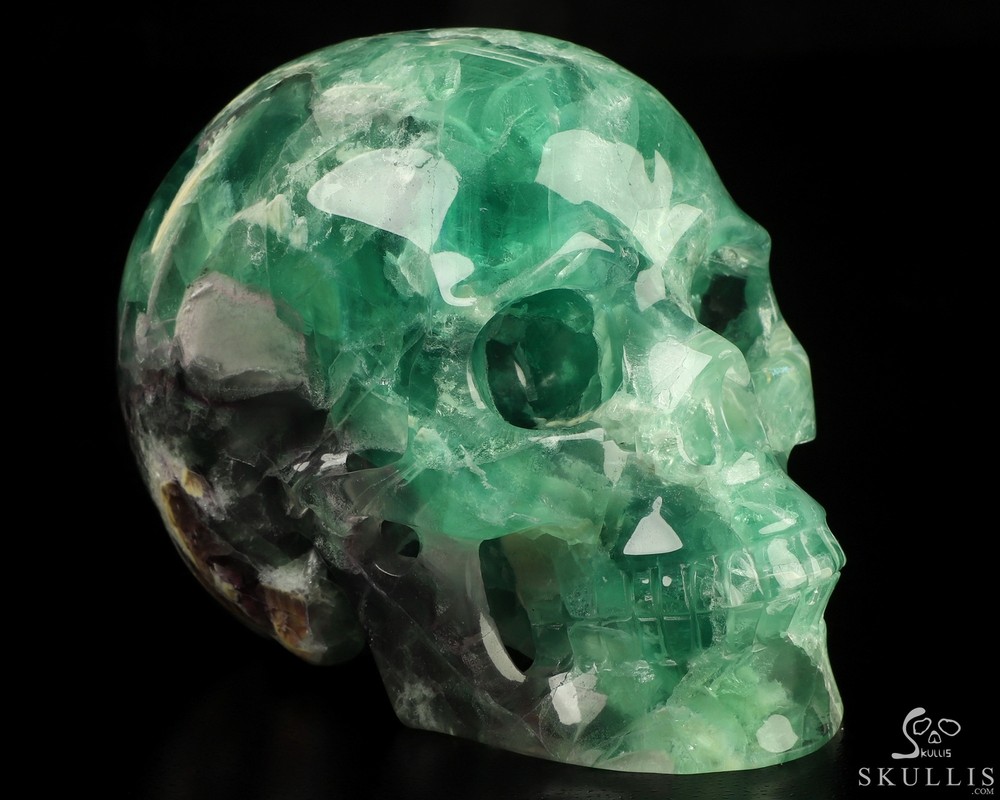 4.6″ Fluorite Hand Carved Crystal Skull, Realistic, Crystal Healing