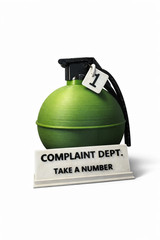Complaint Dept Grenade Desk Sign – “Take a Number” Funny Military Office Decor