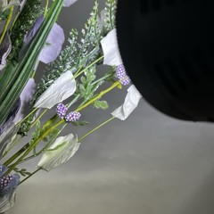 Lot Gorgeous Artificial Purple / White Flowers Mixed With Greens (5 Packs of 8)