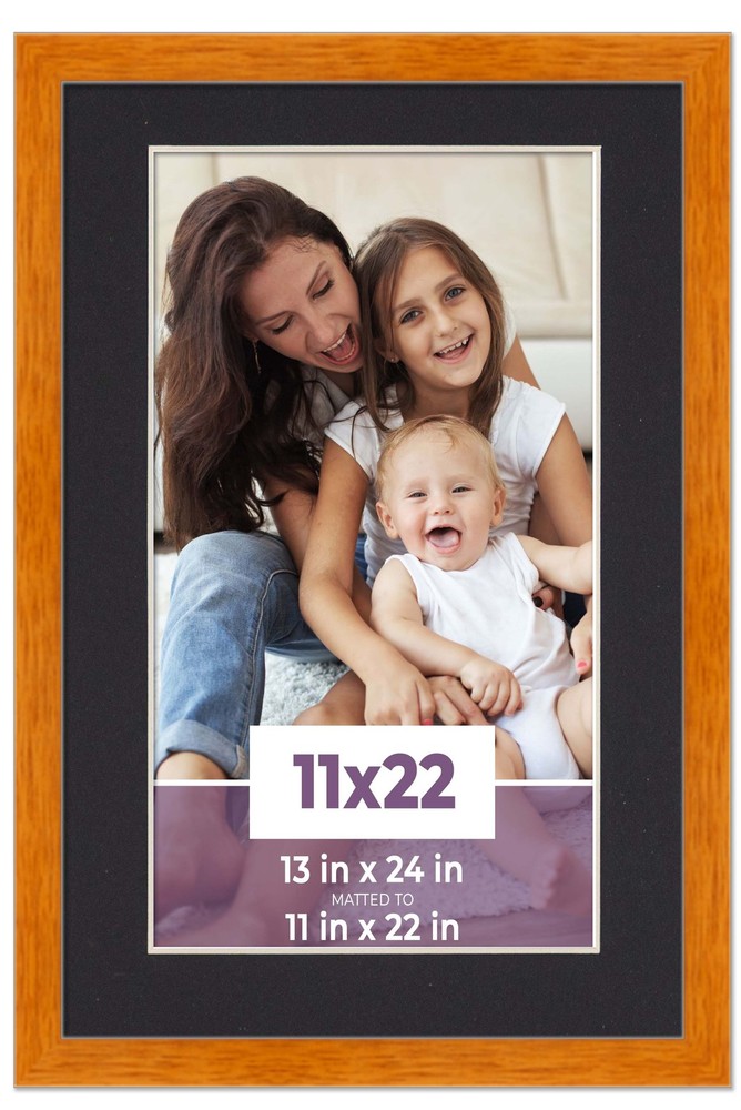 11×22 Frame Honey Pecan With Black Picture Mat For 11×22 Photo – Honey Pecan 13x