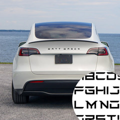 Custom Tesla Letters Emblem Stylized Font Any Word Matte Black Metal Model 3 Y