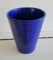 Van Krimpen Deep Blue Ceramic Planter Vase Ribbed Made in Germany 6.5 INCHES