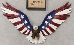 Freedom Glory Large Flying American Flag Tattoo Bald Eagle Wall Plaque Decor