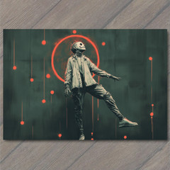 Art Print Mysterious Figure in Red Circle Smoke Atmosphere Dark Concept