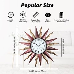 Large Outdoor Clock with Thermometer & Humidity – Silent Non-Ticking, Sun Outdoo