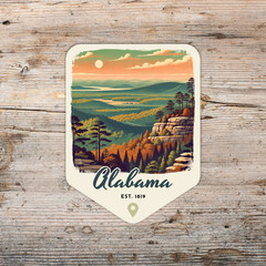 Alabama State Sticker Retro Travel Vinyl Decal