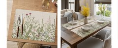 Wildflower Vinyl Placemats Set of 4, Washable Non-Slip Plastic PVC Table Mats