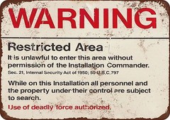Warning Restricted Military Area 51 Vintage Look Reproduction Metal sign 8 x 12