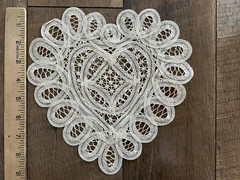 Vintage White Battenburg Lace Heart Doily Applique 100% Cotton China