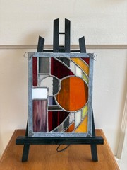 Vintage Hand Made Art Deco Abstract Stained Glass Sun Catcher | 8×10″