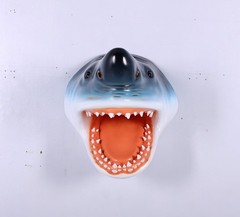 Hanging Great White Shark Head Life Size Statue Wall Decor Mouth Open Fish Prop