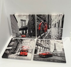 Black and White Canvas Wall Art Red City Landscape Pictures