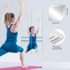 4 Pack Acrylic Mirror Tiles, Stick on Mirrors for Wall, Flexible Plastic Mirror