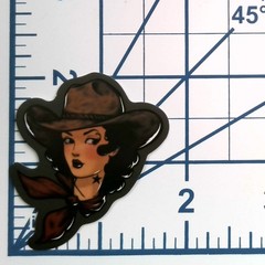 Vintage Cowgirl Portrait Vinyl Sticker Retro Western Tattoo Art Pinup Decal