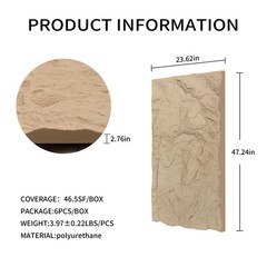Waterproof Faux Stone Wall Panels – 6 Pack Fireproof PU Wainscoting