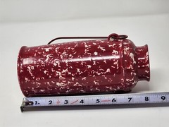 Patchwork Red Pottery Water Carrier/Vase With Handle YellowRedGreenWhite