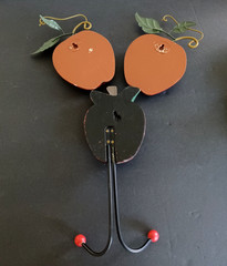 Vintage Apple Wall Hooks Set Kitchen Decor Red Fruit Coat Rack Farmhouse Country