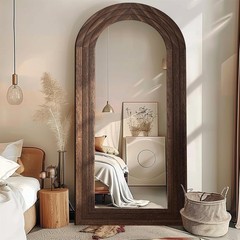 Arched Full Length Mirror with Solid Wood Frame, 71×32 Farmhouse Wall Mounted…