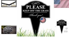 Durable Black Please Keep Off The Grass Sign – Handmade 10×14 Outdoor Decor