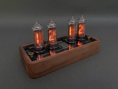 Handcrafted IN14 Nixie Tube Clock, Black American Walnut Base